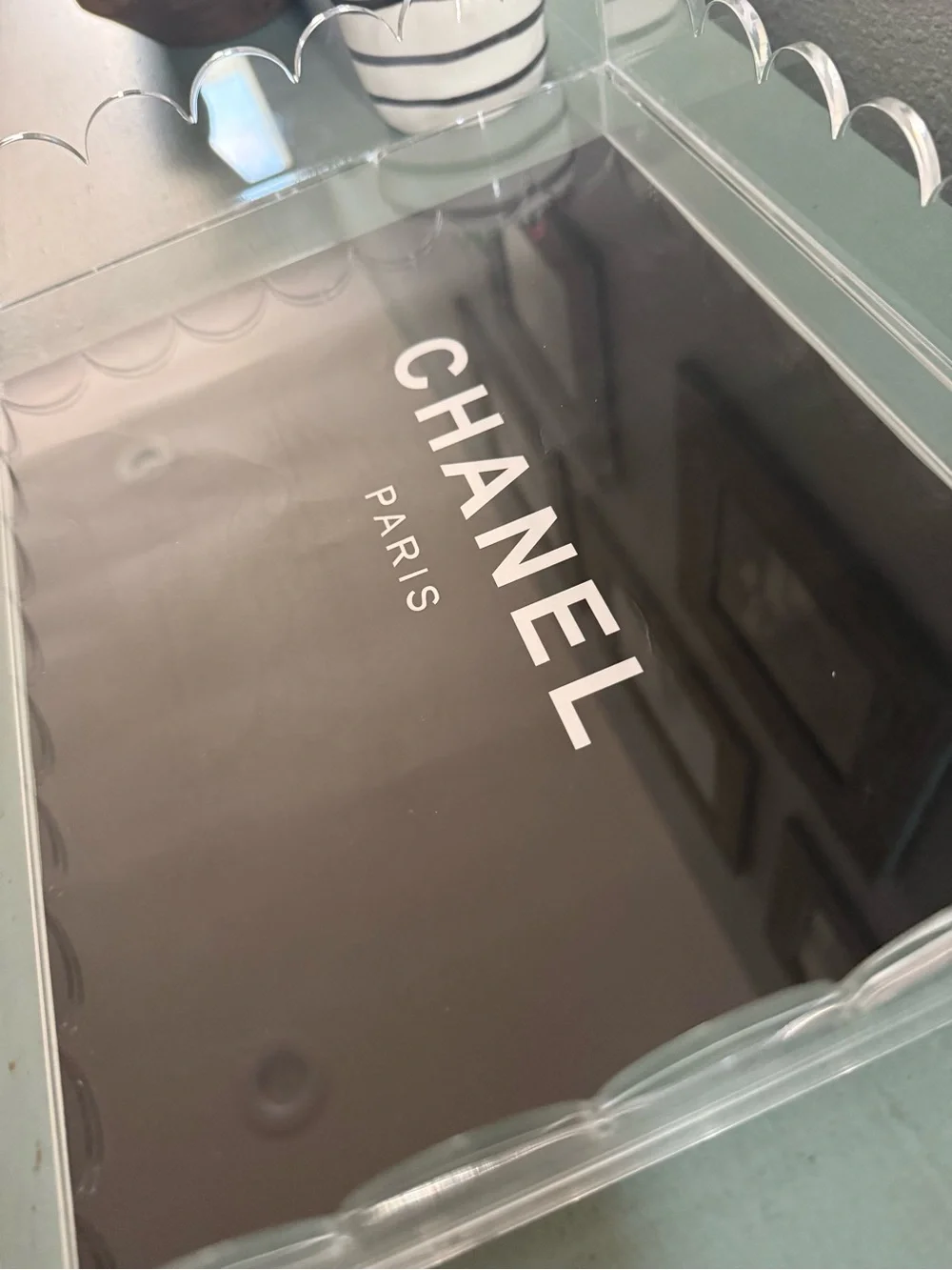 *Handmade* Acrylic Vanity Tray with Chanel Authentic Shopping Bag Insert